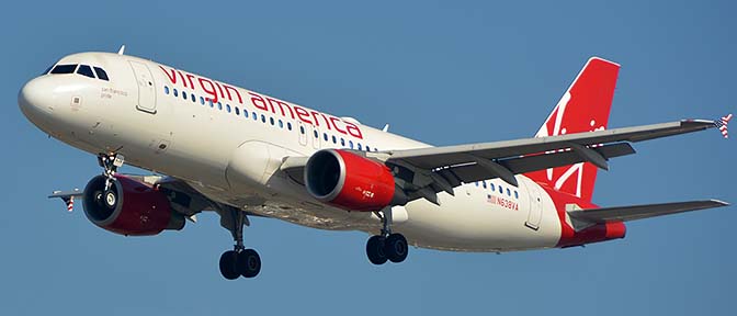 Virgin America Airbus A320-214 N638VA, Los Angeles international Airport, January 19, 2015